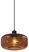 Lampada a sospensione retrò nera con vetro bronzo - Bizle