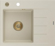 Mexen Ben Lavello in granito 1 vasca con sgocciolatoio, sinistro 600 x 500 mm, beige, sifone dorato - 6522605000-69-G