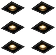 Set di 6 faretti da incasso moderni neri orientabili - Roof
