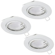 Faretto Ad Incasso Moderno Peneto In Acciaio Bianco 3 Luci Gu10 4,6W