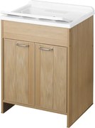 Mobile lavatoio in Pvc a 2 ante Rovere Naturale con vasca in resina 60x50 cm