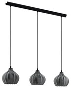 Lampadario Contemporaneo Tamallat 3 Luci Acciaio Nero