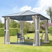 TOOLPORT Gazebo da giardino 3x3m, Hardtop, 4 teli laterali, crema - (300215)