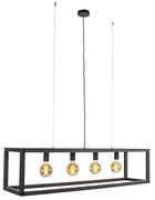 Lampada a sospensione industriale nera a 4 luci - Big CAGE 2