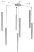 Sospensione Moderna Round Tube Metallo Grigio 7 Luci Gu10