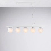 Lampadario Contemporaneo Adrian Bianco Cromo 5 Luci E14