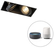 Faretto da incasso intelligente nero con 2 GU10 WiFi senza cornice - Oneon 2