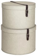 Scatole in set con coperchio beige in cartone 2 pz ø 37,5x25 cm Rut Canvas Paper Laminate – Bigso