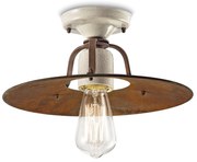 Plafoniera Vintage Grunge Ferro E Ceramica Craquele' 1 Luce E27 30Cm