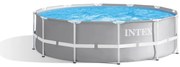 Intex - 26716NP – Piscina Fuori Terra Prisma Frame Rotonda, Pompa Filtro 2006 L/h, Scaletta, 8592 l, Acciaio e pvc, Grigio, 366x99 cm