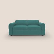 Kronos Divano con pouf estraibile poggiapiedi e poggiatesta reclinabili in morbida microfibra impermeabile T11 petrolio