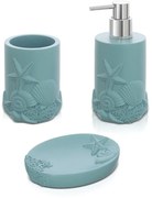 Set accessori bagno 3 pezzi da appoggio in resina acquamarina   Coral