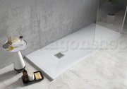 Desio Piatto Doccia 80x160 cm effetto pietra antibatterico da incasso appoggio sopraelevato in Solidstone Bianco