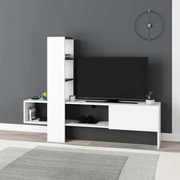 Mobile porta TV 180 cm bianco e antracite con libreria Troya
