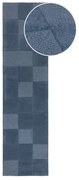 Passatoia in lana blu scuro tessuta a mano 60x230 cm Checkerboard - Flair Rugs