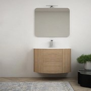 Mobile bagno sospeso Rovere tabacco 90 cm tondo con specchio filo lucido