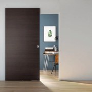 Porta scorrevole Space Fumo Tonda in legno marrone, L 101 x H 230 cm, con binario Invisibile Destra