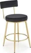 Sgabello da bar imbottito H-115 in velluto nero