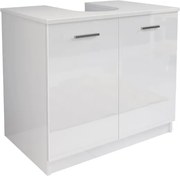 Mobile bagno sotto lavello copricolonna con 2 ante in legno Bianco Lucido