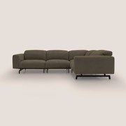 Sakura divano in piuma d'oca angolare REVERSIBILE in morbido tessuto fiammato impermeabile T14 marrone