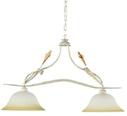 Lampadario Neoclassico Lucrezia bianco paralume bianco 2x E27