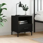 Comodino con gambe in legno nero 40x35x69 cm, comodino, mobiletto