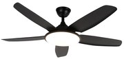 Ventilatore da soffitto nero 130 cm con LED dimmerabile e telecomando - Vifte