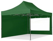 TOOLPORT 3x4,5m gazebo pieghevole con laterali (finestre panoramiche), PREMIUM acciaio, verde scuro - (600051)