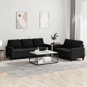 Set Di Divani 2 Pz Con Cuscini Nero İn Velluto /