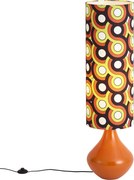 Lampada da terra retrò arancione con paralume in tessuto multicolore - Mina