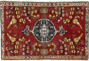 Shiraz Tappeto 60 x 90 Rosso (Iran) Annodato A Mano