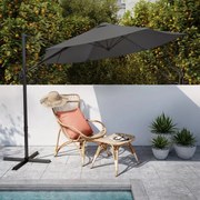 Ombrellone decentrato grigio Avea NATERIAL Ø 289 cm con telo antracite