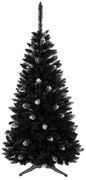 Albero di Natale nero con decorazioni 150 cm