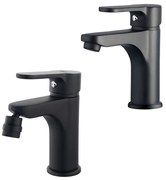 Coppia rubinetti bagno lavabo e bidet nero opaco serie Paco