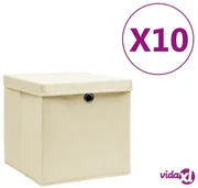 VidaXL Set Scatole Impilabili con Coperchio 2pz Tessuto Grigio e Crema