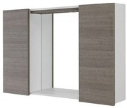Specchio Contenitore 91x61 Cm Due Ante Con Illuminazione Led Feridras "Mondo 2.0" Bianco/Rovere Scuro