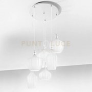 Cleofe s/6  -lampadario a sospensione 6 luci attacco e27 in vetro c...