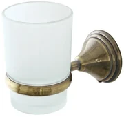 Porta spazzolino da denti a muro in vetro satinato finitura bronzo Iris kit per fissaggio incluso