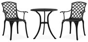 Set Da Bistrot 3 Pz İn Alluminio Pressofuso Nero /