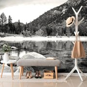 Fotomurale – Lago in bianco e nero circondato dalla natura