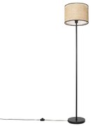 Lampada da terra rustica nera con paralume in rattan - Kata