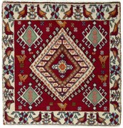Shiraz Tappeto 60 x 60 Rosso (Iran) Annodato A Mano