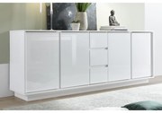 Credenza design 4 ante e 3 cassetti bianco laccato lucido 210 cm COMO