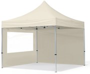 TOOLPORT 3x3m gazebo pieghevole con laterali (finestre panoramiche), ECONOMY alluminio, crema - (59003)