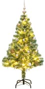 Albero Natale Artificiale 150 LED Palline e Neve Fioccata, Albero Natale Artificiale 150 LED Palline e Neve Fioccata 120cm