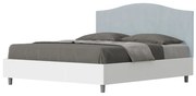 Letto contenitore da 160x200 in legno bianco e testata in microfibra azzurro Grace