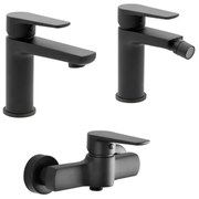 Set miscelatori lavabo bidet e doccia esterno nero opaco Erika