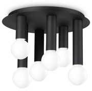 Plafoniera Contemporanea Petit Metallo Nero 6 Luci E27 42W Ip20