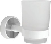 Kamalu - Portaspazzolini a muro con dettagli in abs bianco e bicchiere in vetro | NICO-B