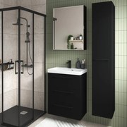 Mobile da bagno sotto lavabo Remix nero lamellare opaco L 60 x H 58 x P 33 cm 3 cassetti, lavabo non incluso